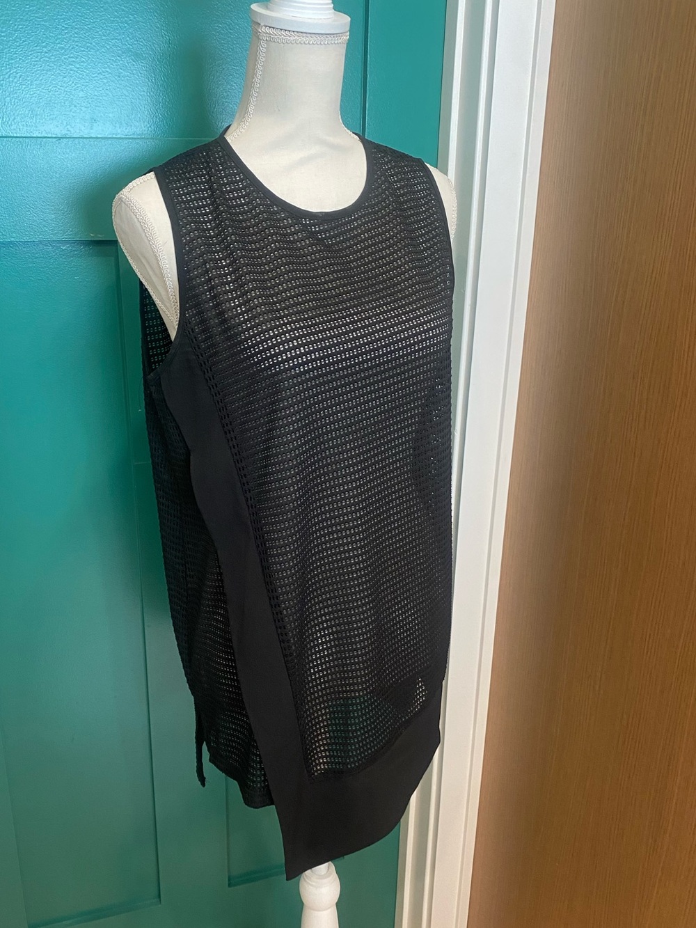 Black Mesh Sleeveless Women's Tank Tunic by Lola
